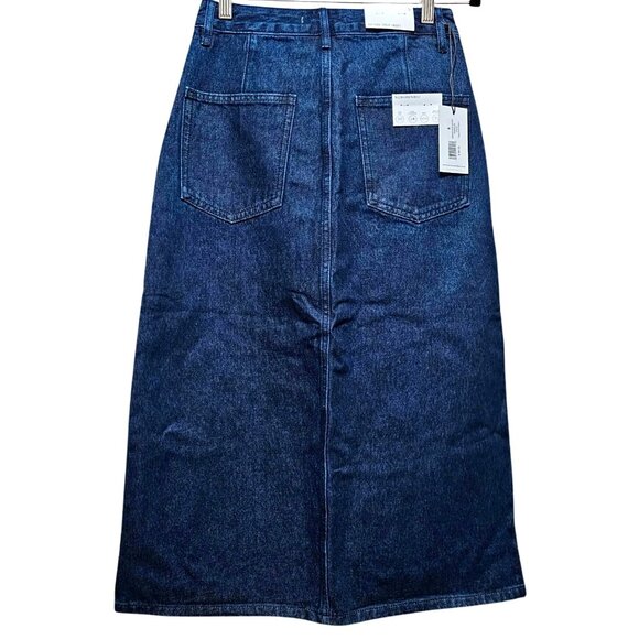WeWoreWhat Denim Midi Skirt S Dark‎ Wash Cotton Blend Front & Back Pockets - Picture 2 of 11